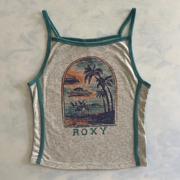 NWOT Roxy Surfer Girl Y2K Grey Tank Top - Picture 1 of 8